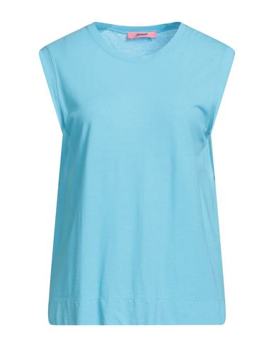 Drumohr Woman T-shirt Azure Size S Cotton In Blue
