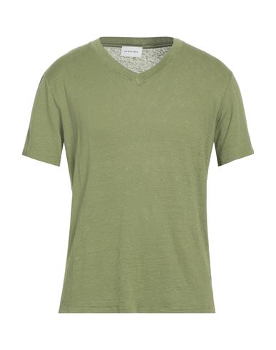 Scaglione Man T-shirt Military Green Size L Linen, Lycra