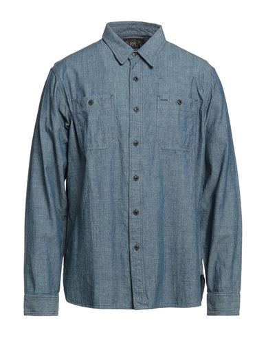 Rrl By Ralph Lauren Man Denim Shirt Blue Size L Cotton