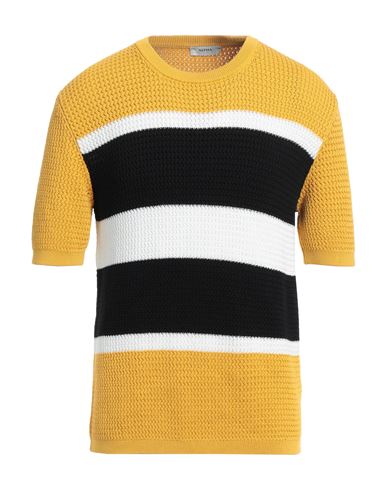Alpha Studio Man Sweater Ocher Size 42 Cotton In Yellow