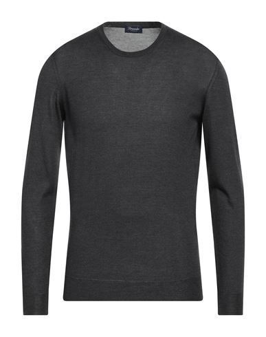 Drumohr Man Sweater Lead Size 38 Silk In Grey