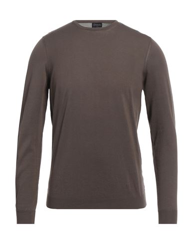 Drumohr Man Sweater Cocoa Size 42 Cotton In Brown