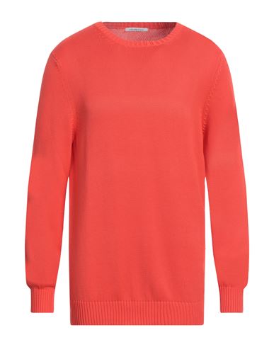 Malo Man Sweater Tomato Red Size 44 Cotton In Orange