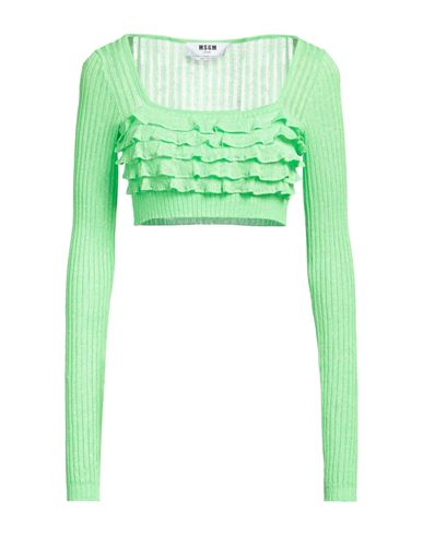 Msgm Woman Sweater Acid Green Size S Linen, Polyester