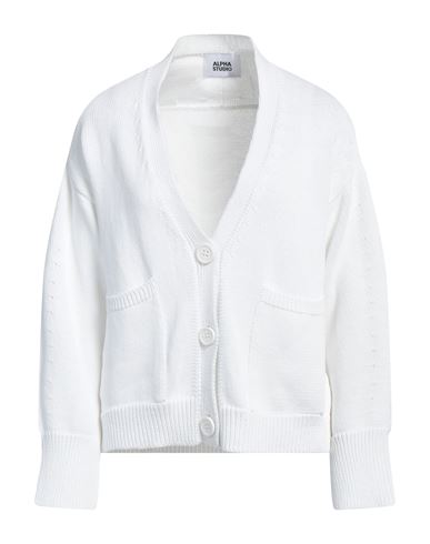 Alpha Studio Woman Cardigan White Size 6 Cotton