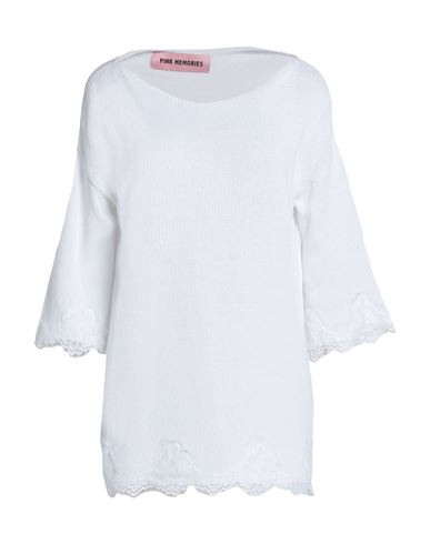 Pink Memories Woman Sweater White Size 4 Cotton, Acrylic, Polyamide