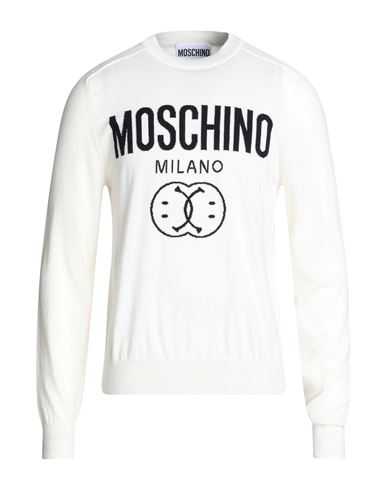 Moschino Man Sweater Ivory Size 40 Cotton, Cashmere, Polyamide, Elastane In White