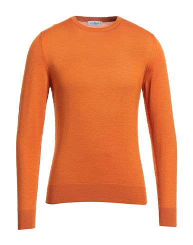 Sonrisa Man Sweater Orange Size 46 Merino Wool, Silk, Cashmere