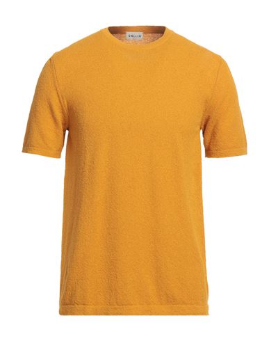 Shop Gallia Man Sweater Mustard Size 36 Cotton, Polyamide In Yellow