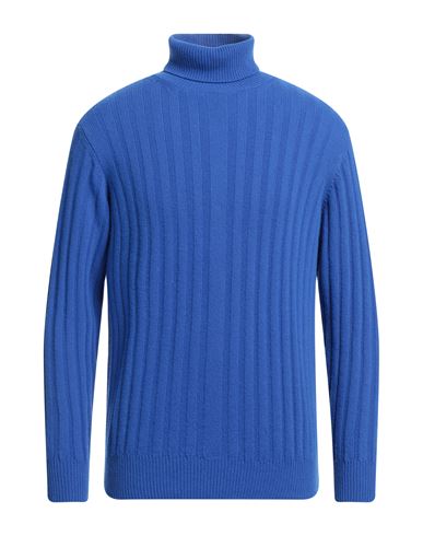 Rossopuro Man Turtleneck Bright Blue Size 7 Wool, Cashmere
