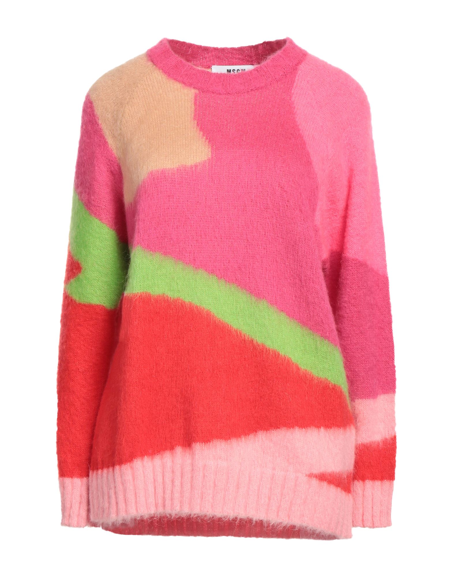 Shop Msgm Woman Sweater Fuchsia Size L Acrylic, Polyamide, Mohair Wool In Pink