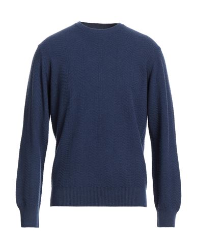 Rossopuro Man Sweater Navy Blue Size 5 Wool, Cashmere