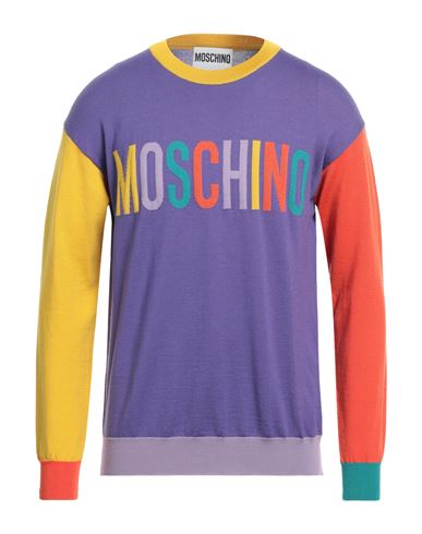 Shop Moschino Man Sweater Purple Size 42 Virgin Wool, Polyamide, Elastane