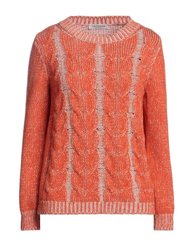 La Fileria Woman Sweater Orange Size 8 Virgin Wool, Viscose, Cashmere