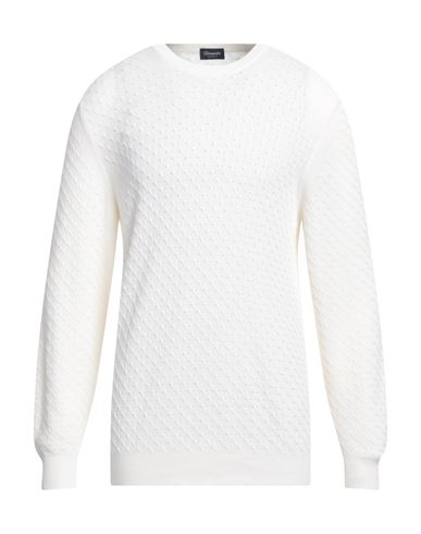 Drumohr Man Sweater Cream Size 42 Cotton In White