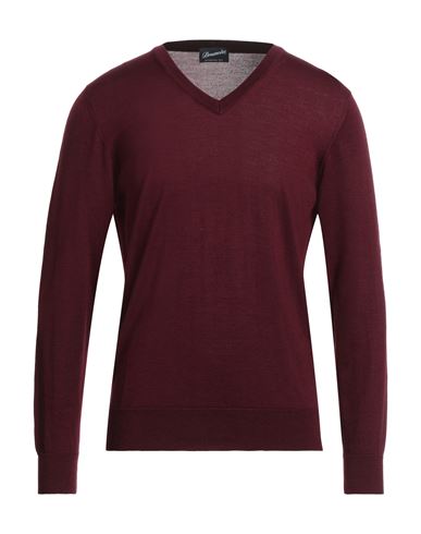 Drumohr Man Sweater Burgundy Size 40 Cashmere, Silk In Red