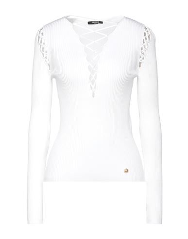 Shop Balmain Woman Sweater White Size 6 Viscose, Polybutylene, Polyamide