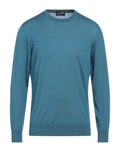 Drumohr Man Sweater Pastel Blue Size 40 Cashmere, Silk