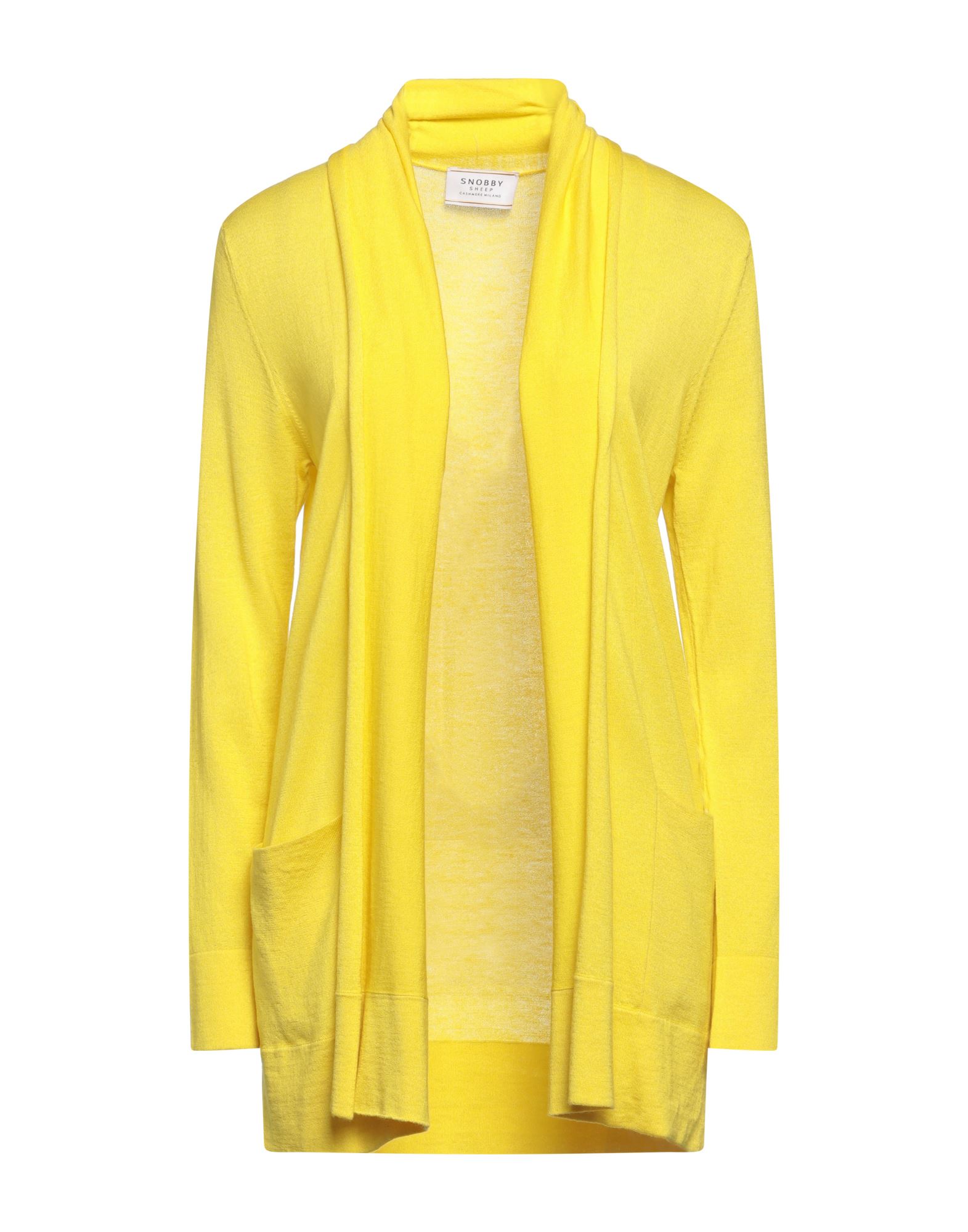 Snobby Sheep Open-front Rib-trimmed Cardigan In Yellow