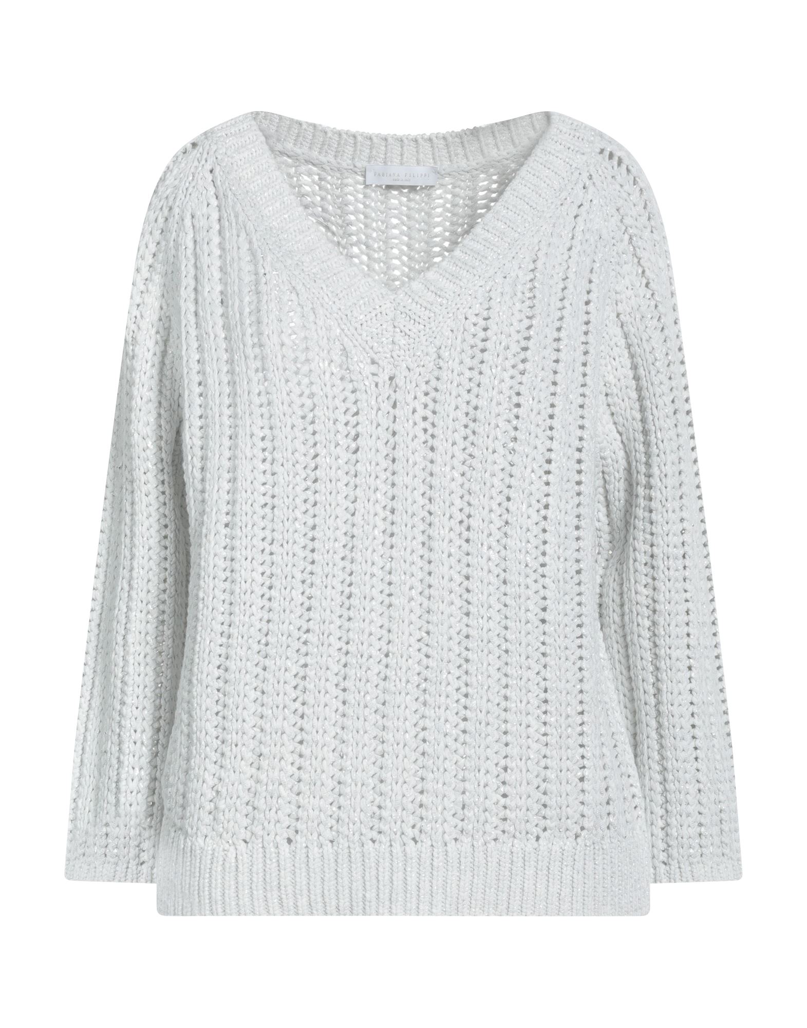 Fabiana Filippi Cotton-rich V-neck Sweater In White