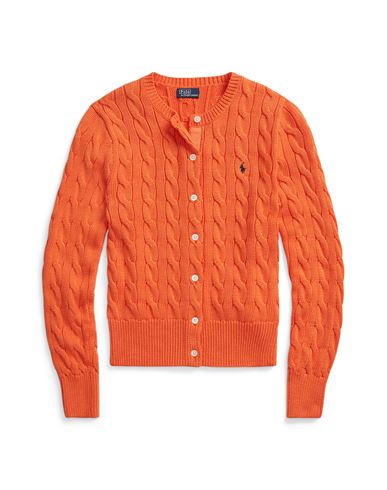 Polo Ralph Lauren Woman Cardigan Orange Size Xl Cotton In Kona Orange