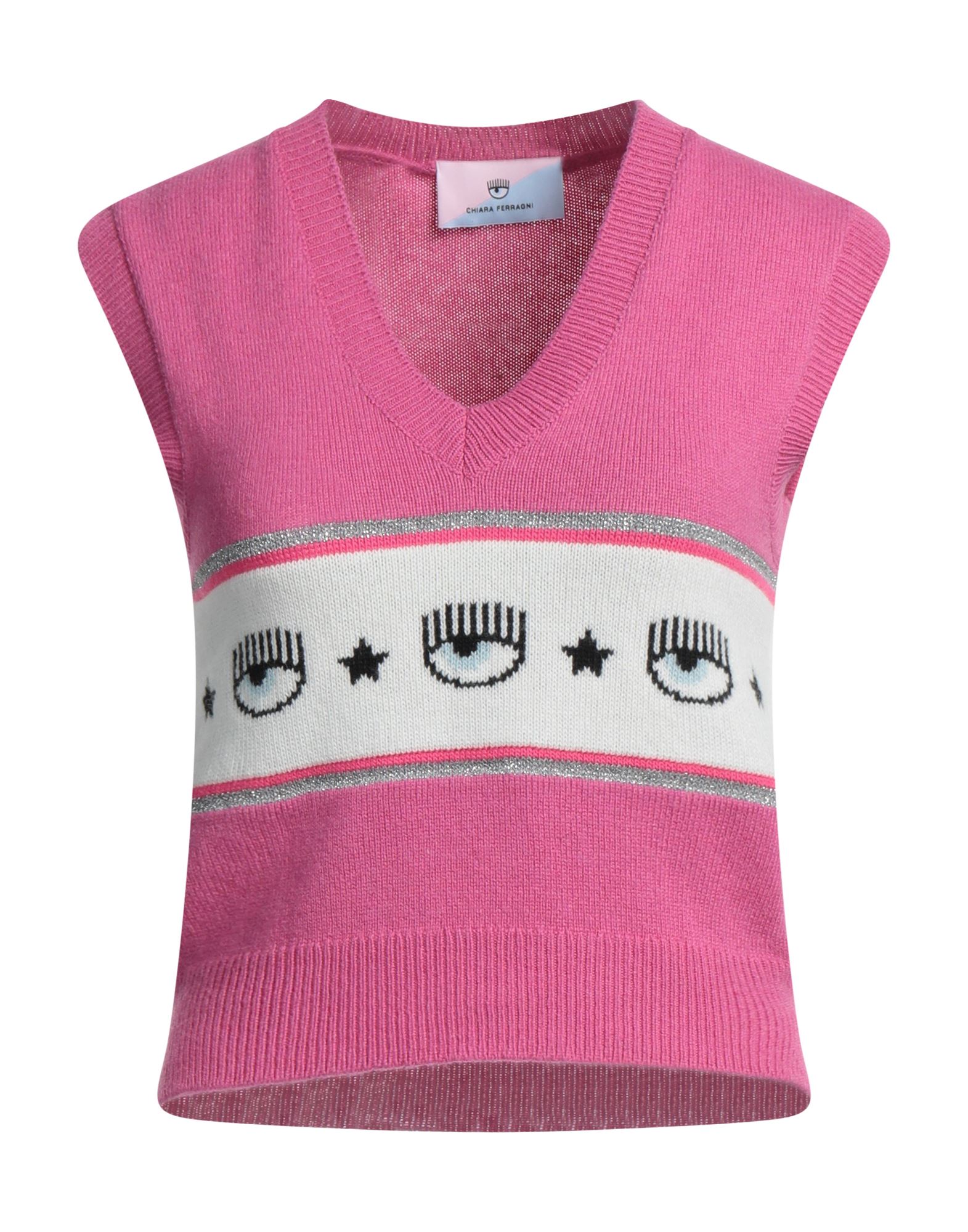 Shop Chiara Ferragni Woman Sweater Fuchsia Size L Viscose, Polyamide, Wool, Cashmere In Pink