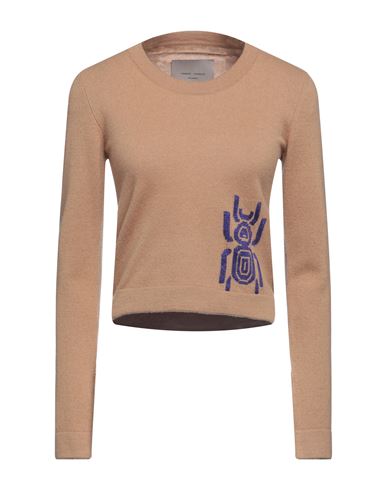Frankie Morello Woman Sweater Camel Size L Wool, Cashmere, Viscose In Beige