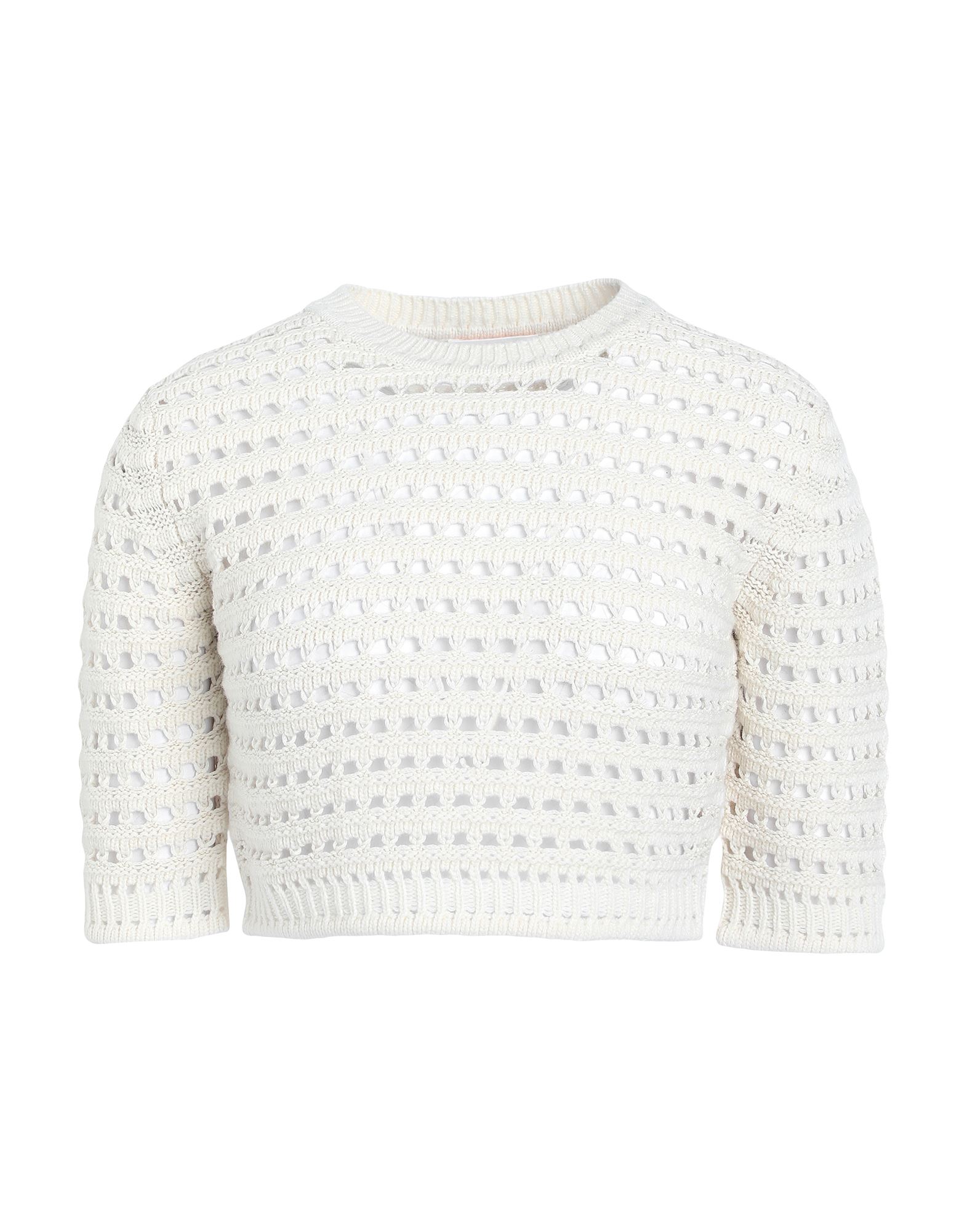 SEE BY CHLOÉ SEE BY CHLOÉ WOMAN SWEATER IVORY SIZE L WOOL, COTTON, POLYAMIDE