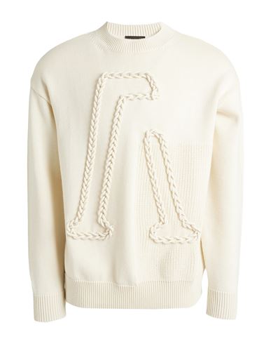 Emporio Armani Man Sweater Ivory Size L Virgin Wool, Cotton In White