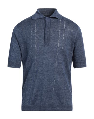 Lardini Man Sweater Slate Blue Size M Linen