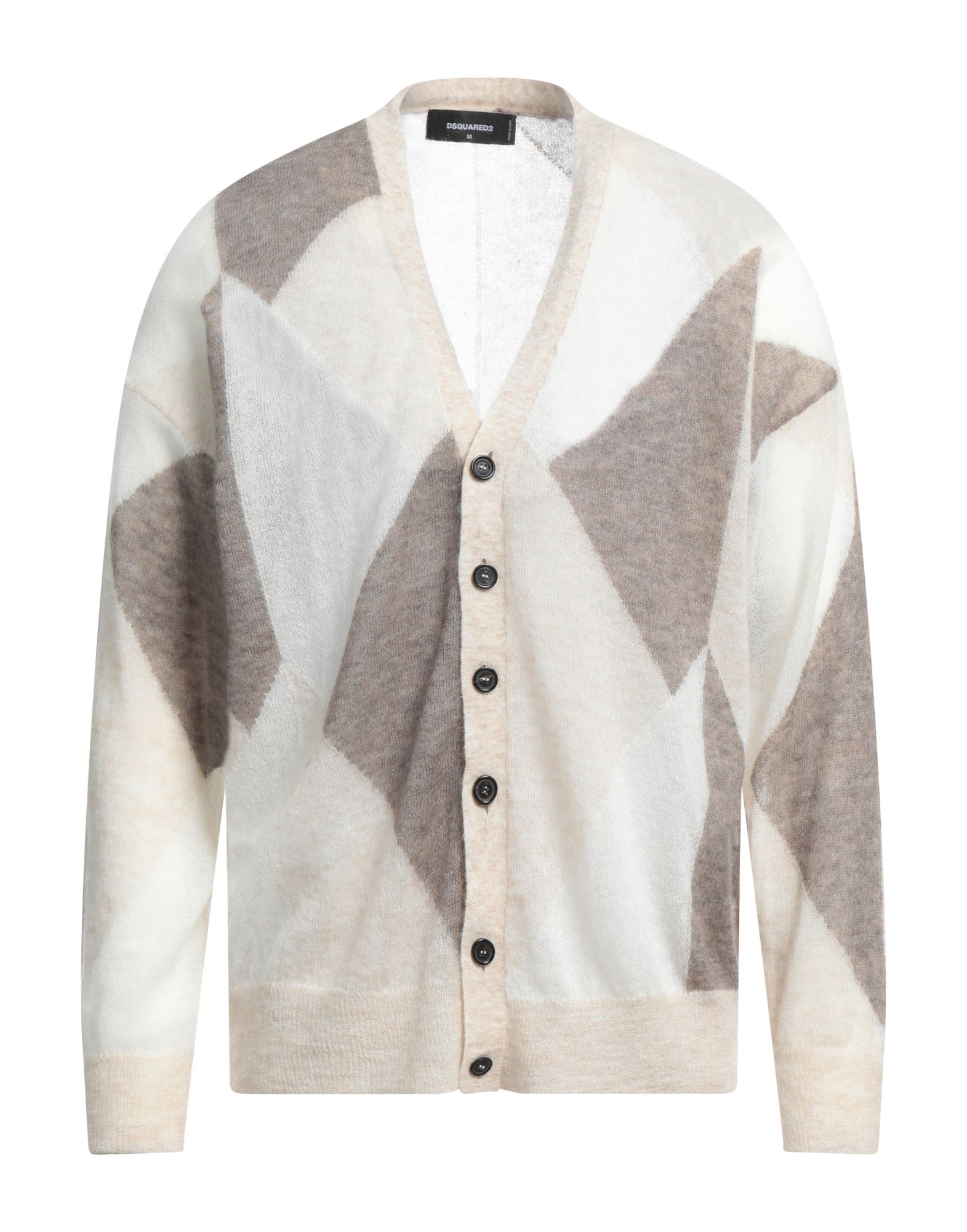 DSQUARED2 DSQUARED2 MAN CARDIGAN BEIGE SIZE M MOHAIR WOOL, POLYAMIDE, WOOL