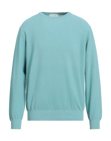 Filippo De Laurentiis Man Sweater Turquoise Size 38 Cotton In Blue