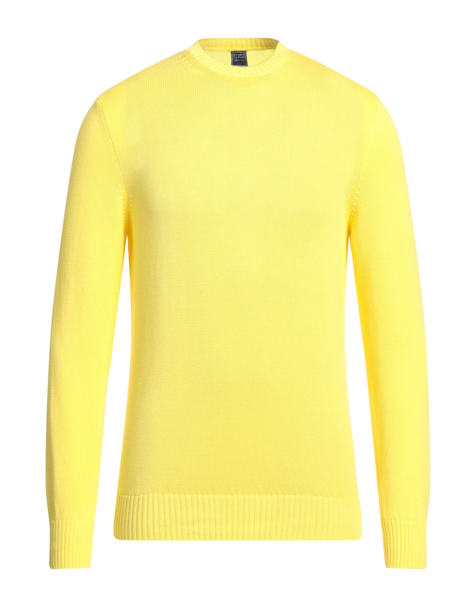 Shop Fedeli Man Sweater Yellow Size 44 Cotton