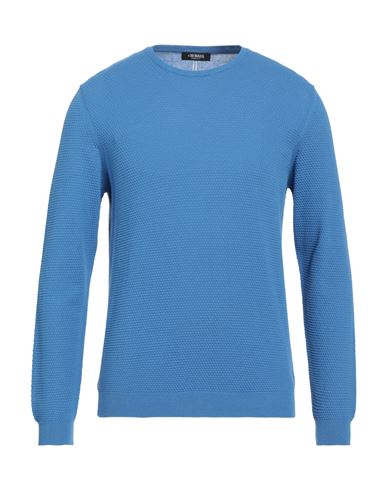 +39 Masq Man Sweater Azure Size S Cotton In Blue