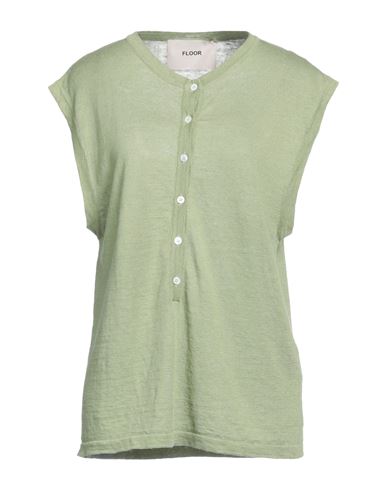Floor Woman Sweater Sage Green Size S Linen, Cotton