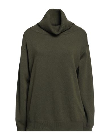 Rossopuro Woman Turtleneck Military Green Size L Wool, Cashmere