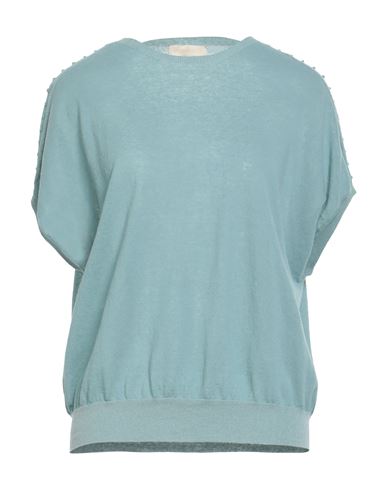 Momoní Woman Sweater Pastel Blue Size L Cotton, Linen, Polyamide