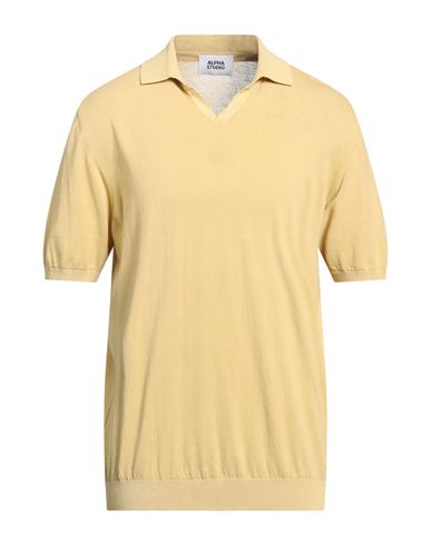 Alpha Studio Man Sweater Light Yellow Size 46 Cotton