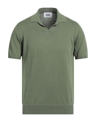 Alpha Studio Man Sweater Military Green Size 48 Cotton