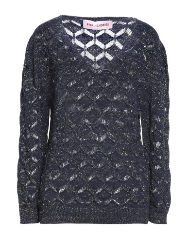 Pink Memories Woman Sweater Midnight Blue Size 8 Cotton, Acrylic, Lurex