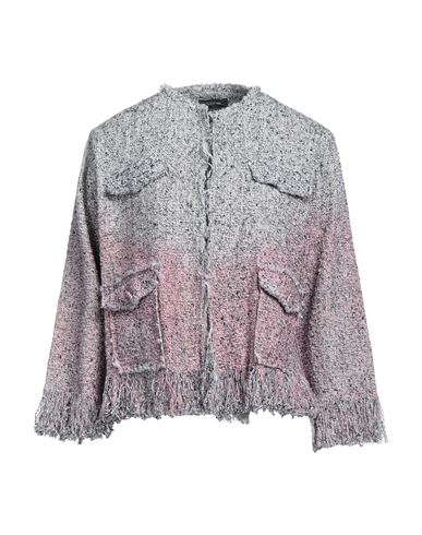 Avant Toi Woman Cardigan Silver Size L Cotton, Polyester, Cashmere, Metallic Fiber