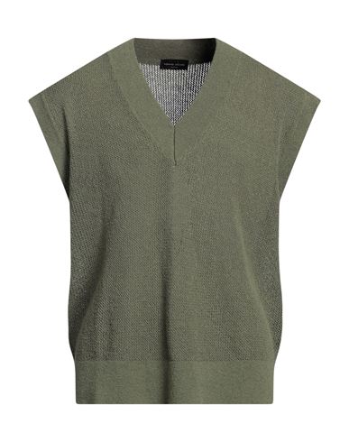 Roberto Collina Man Sweater Military Green Size 38 Cotton, Nylon