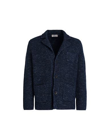 Canali Man Cardigan Navy Blue Size 42 Wool, Silk, Cashmere