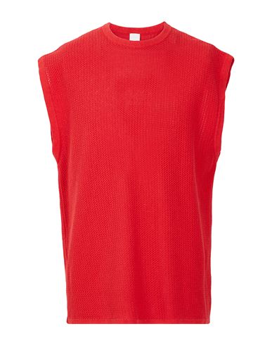 8 By Yoox Cotton Crew-neck Vest Man Sweater Red Size Xxl Cotton, Recycled Cotton