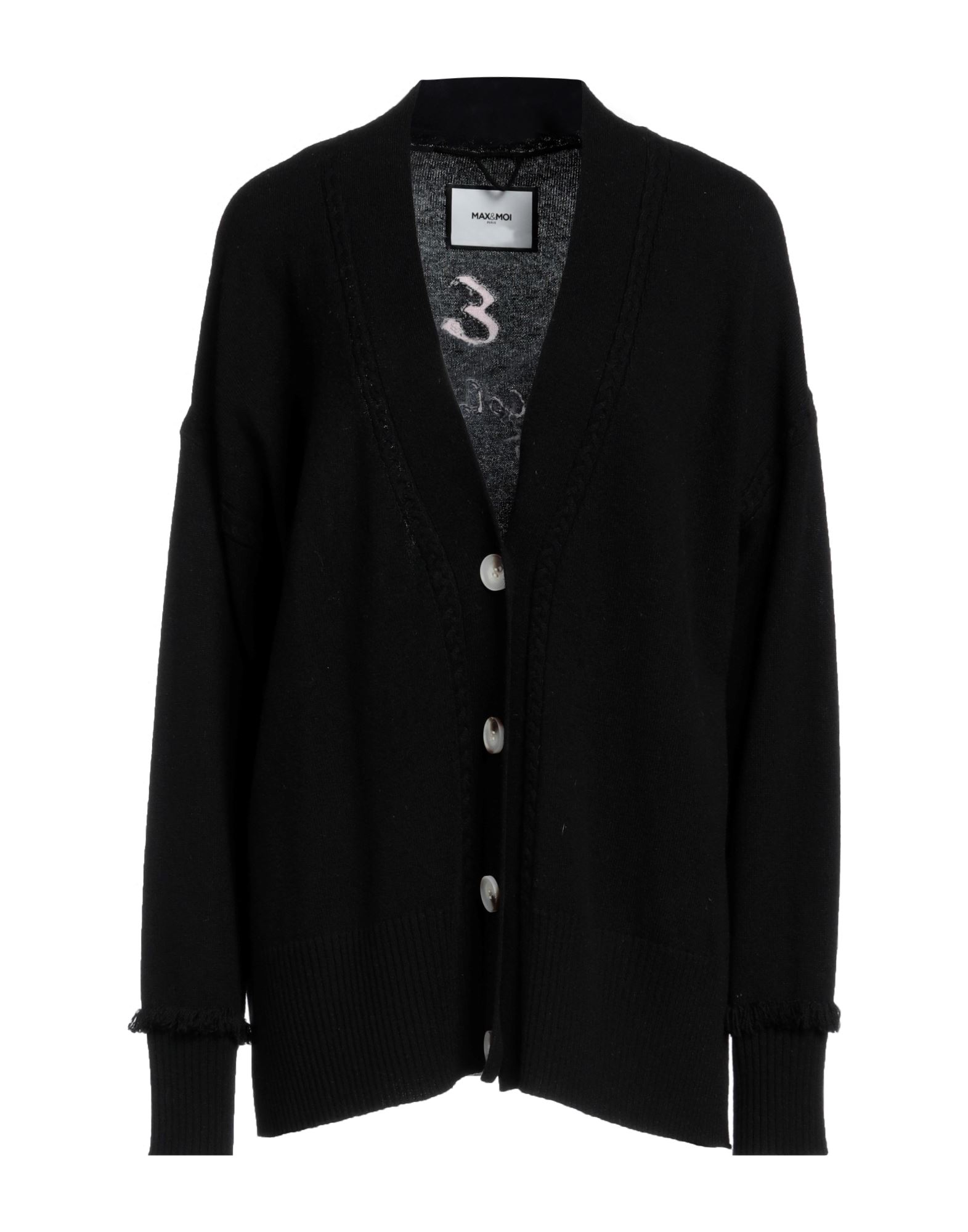 MAX & MOI MAX & MOI WOMAN CARDIGAN BLACK SIZE L WOOL, CASHMERE