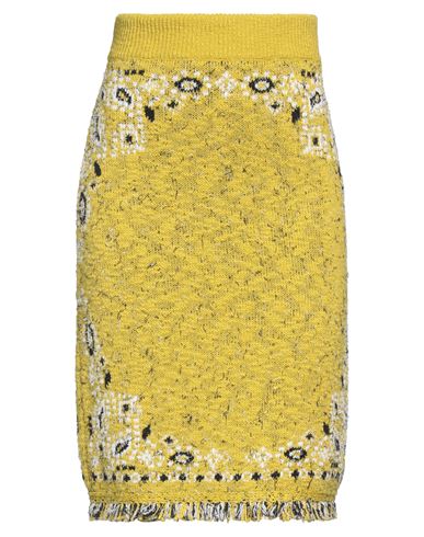 Shop Alanui Woman Midi Skirt Yellow Size S Cotton, Acrylic, Polyamide