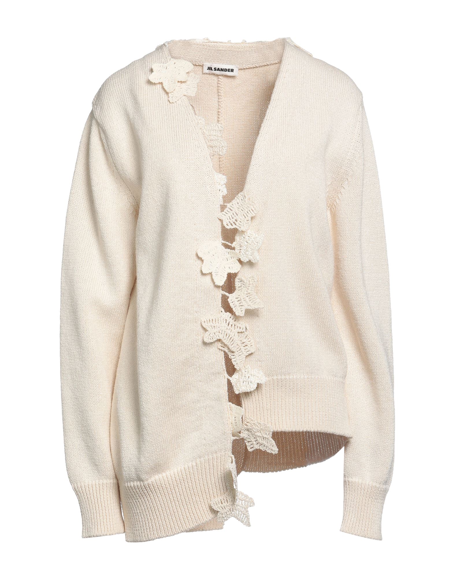 Jil Sander Leaf Embroidered Detail Cardigan In White