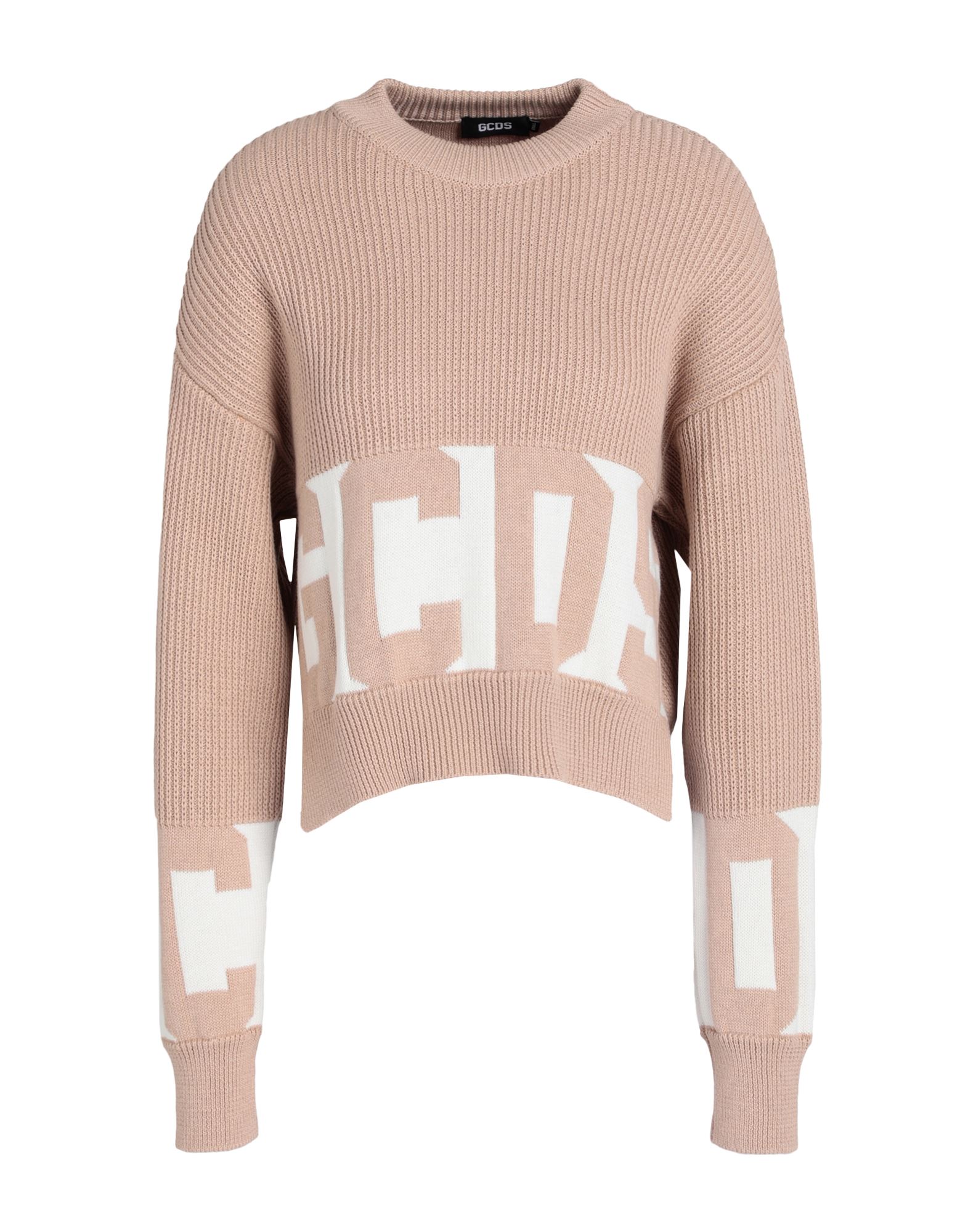 Shop Gcds Woman Sweater Beige Size Xl Cotton, Acrylic