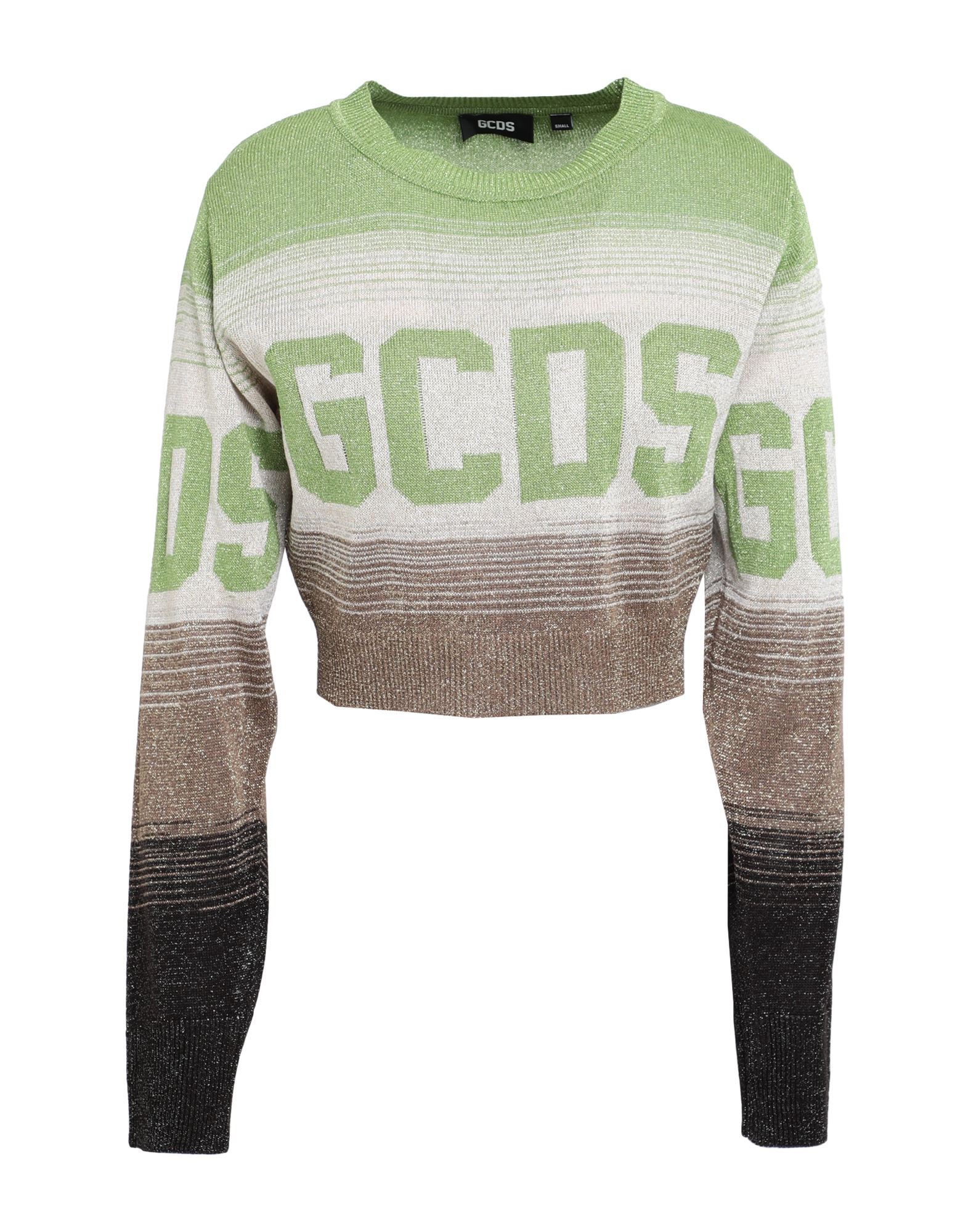 Shop Gcds Woman Sweater Green Size L Viscose, Polyester, Metallic Fiber