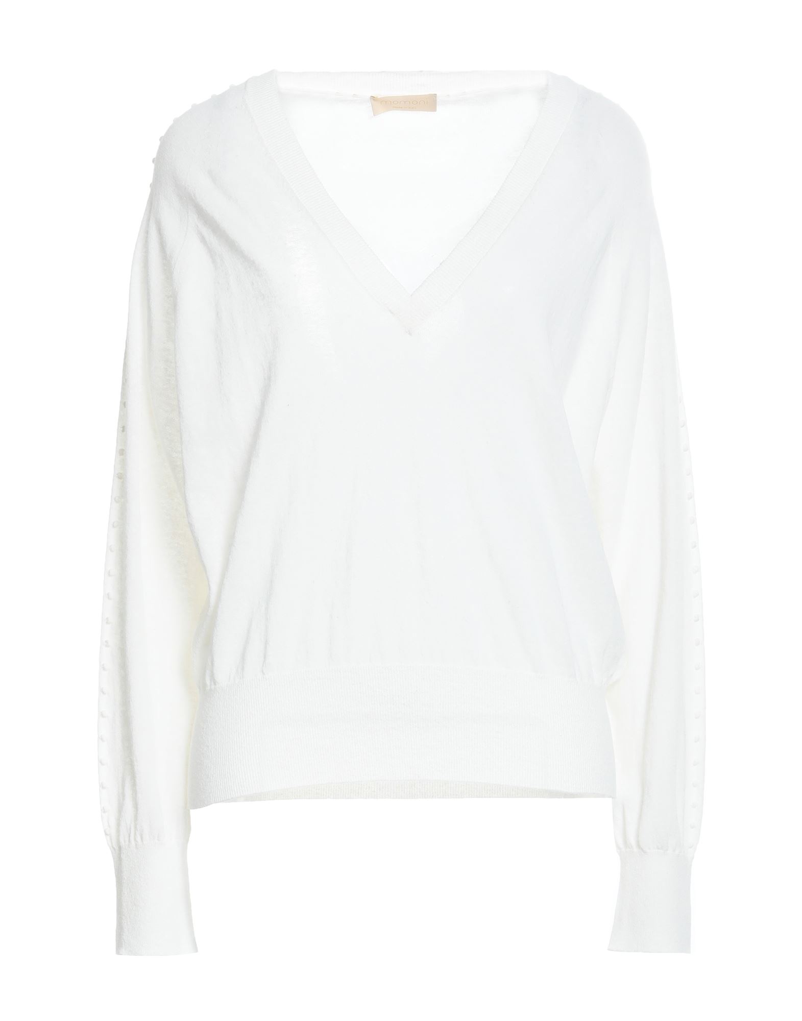 Momoní Woman Sweater Ivory Size L Cotton, Linen, Polyamide In White